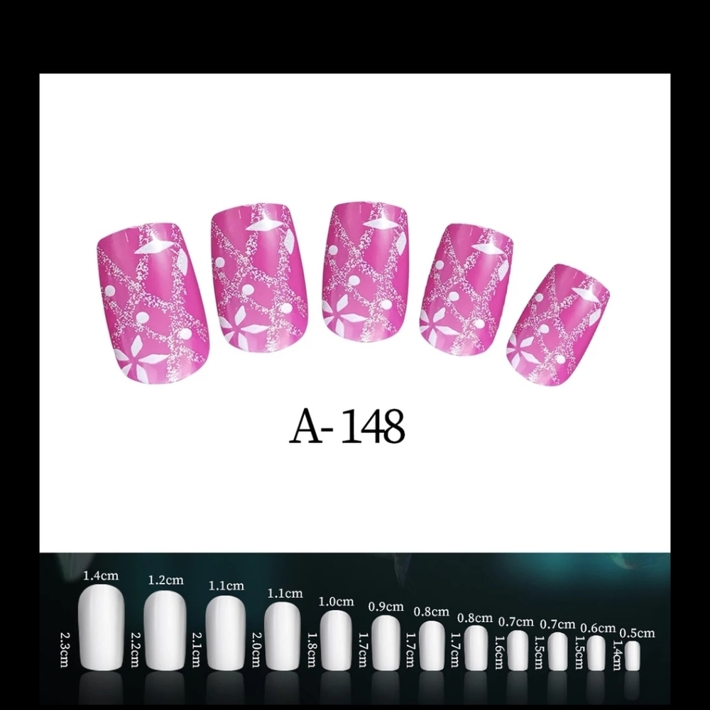 Deep pink and silver presson nails
